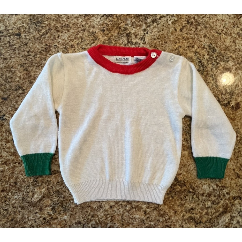 Vintage Baby Sweater Pullover With Button Shoulder‎ Size 6-9 Months Robinson's